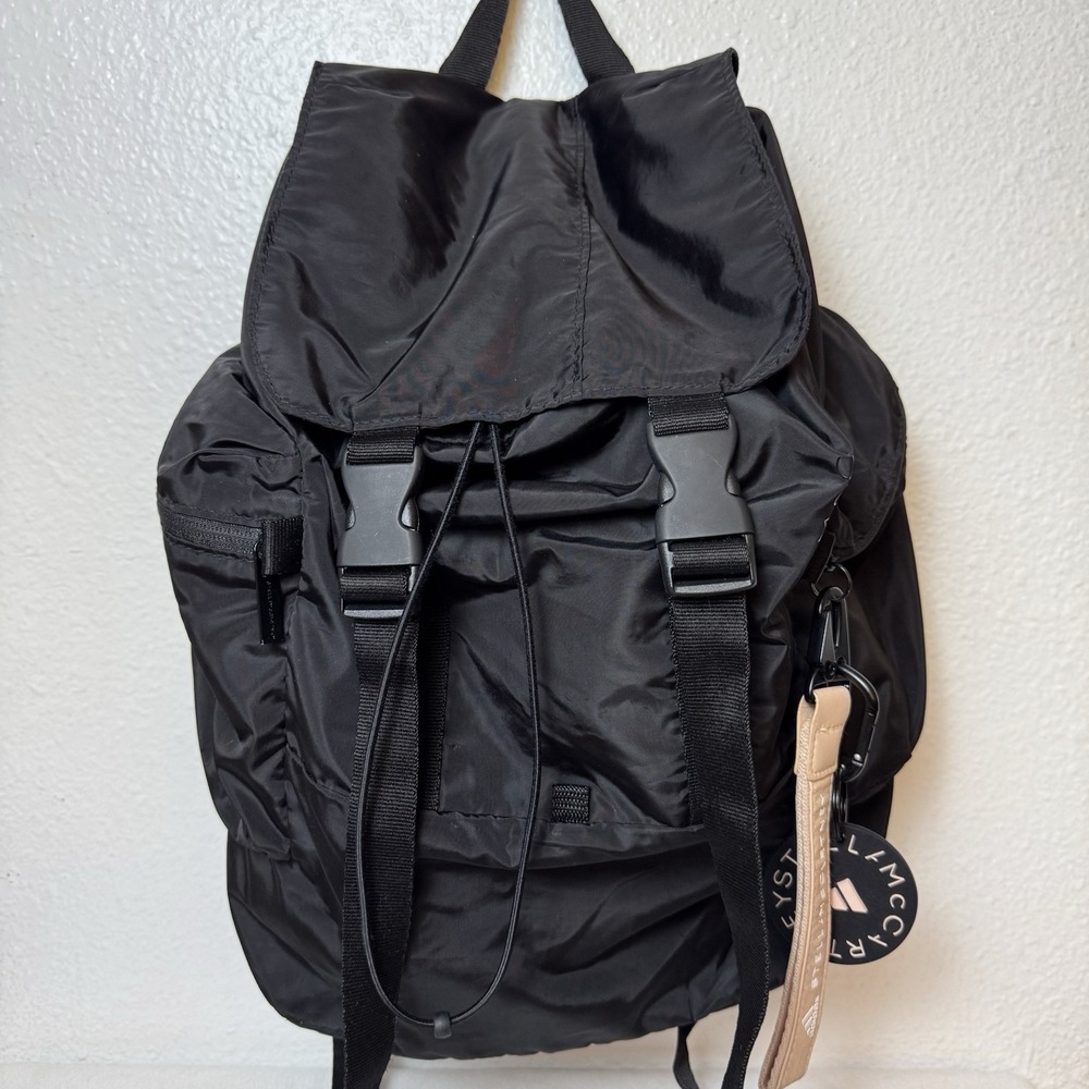 Adidas Stella McCartney Black Backpack Classic Drawstring Athletic Gym Bag - Picture 6 of 16